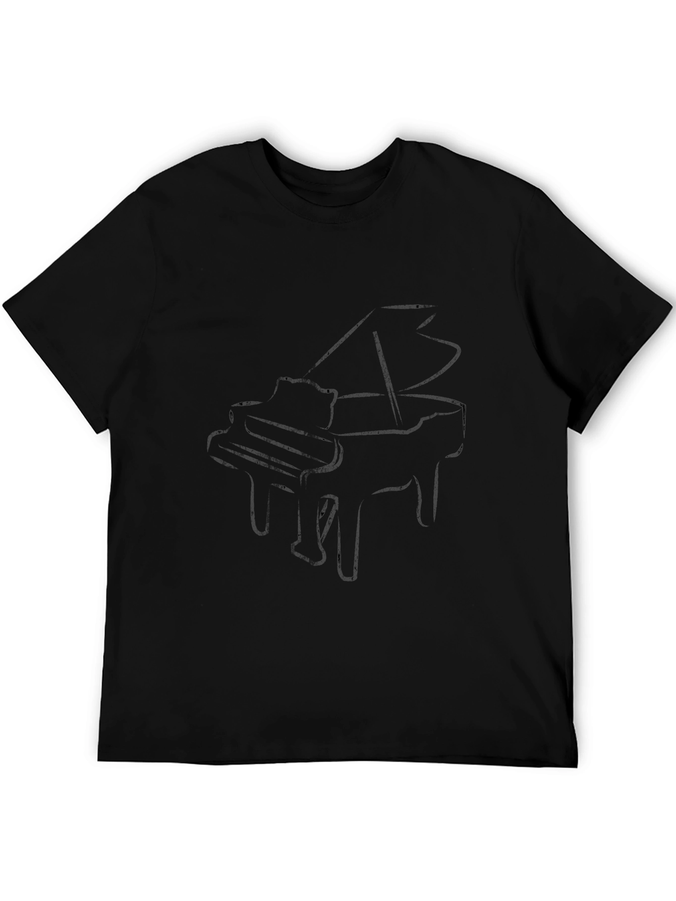 Grand Piano Outline Black T-Shirt