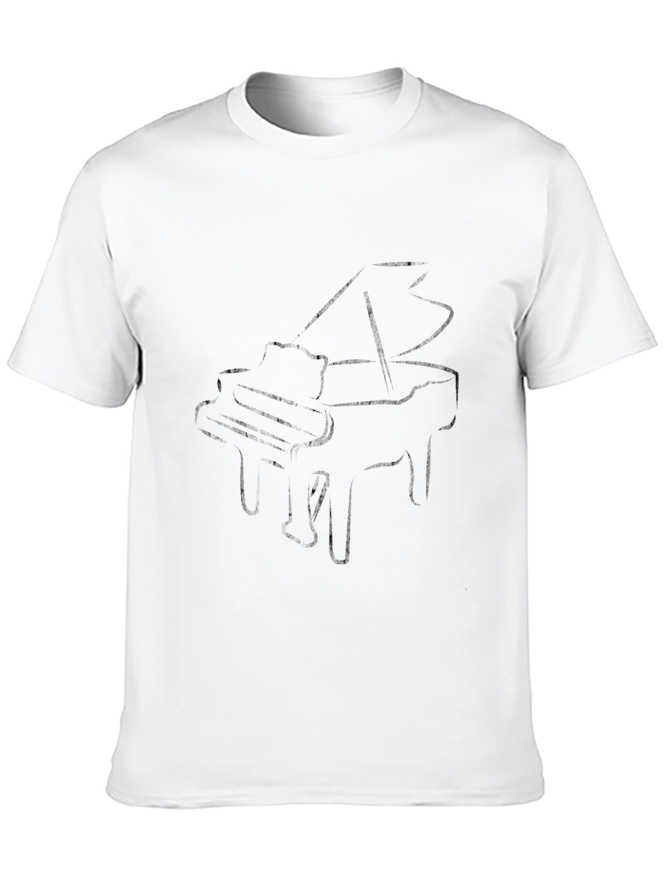Grand Piano Outline Black T-Shirt