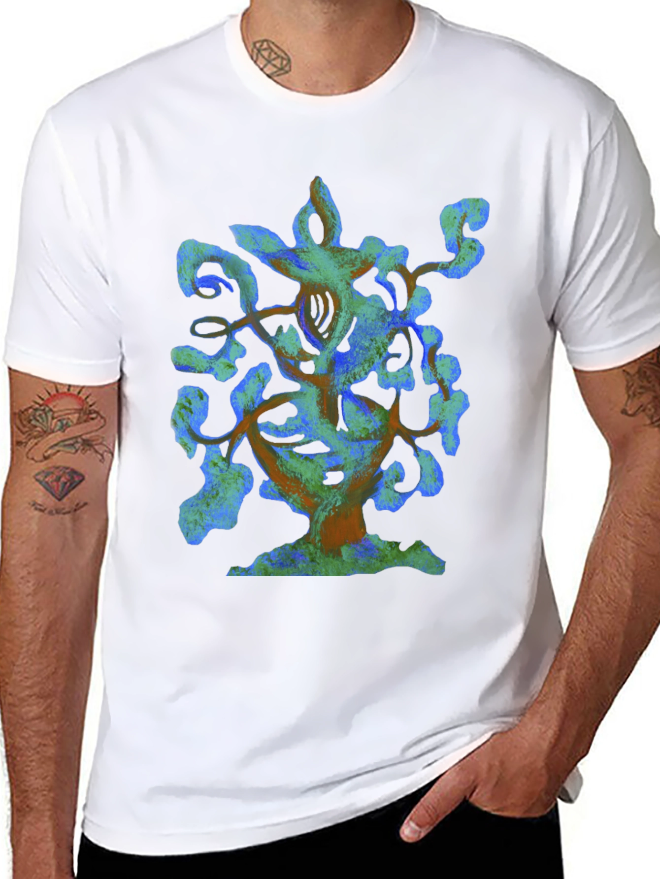 Abstract Tree Graphic Black T-Shirt