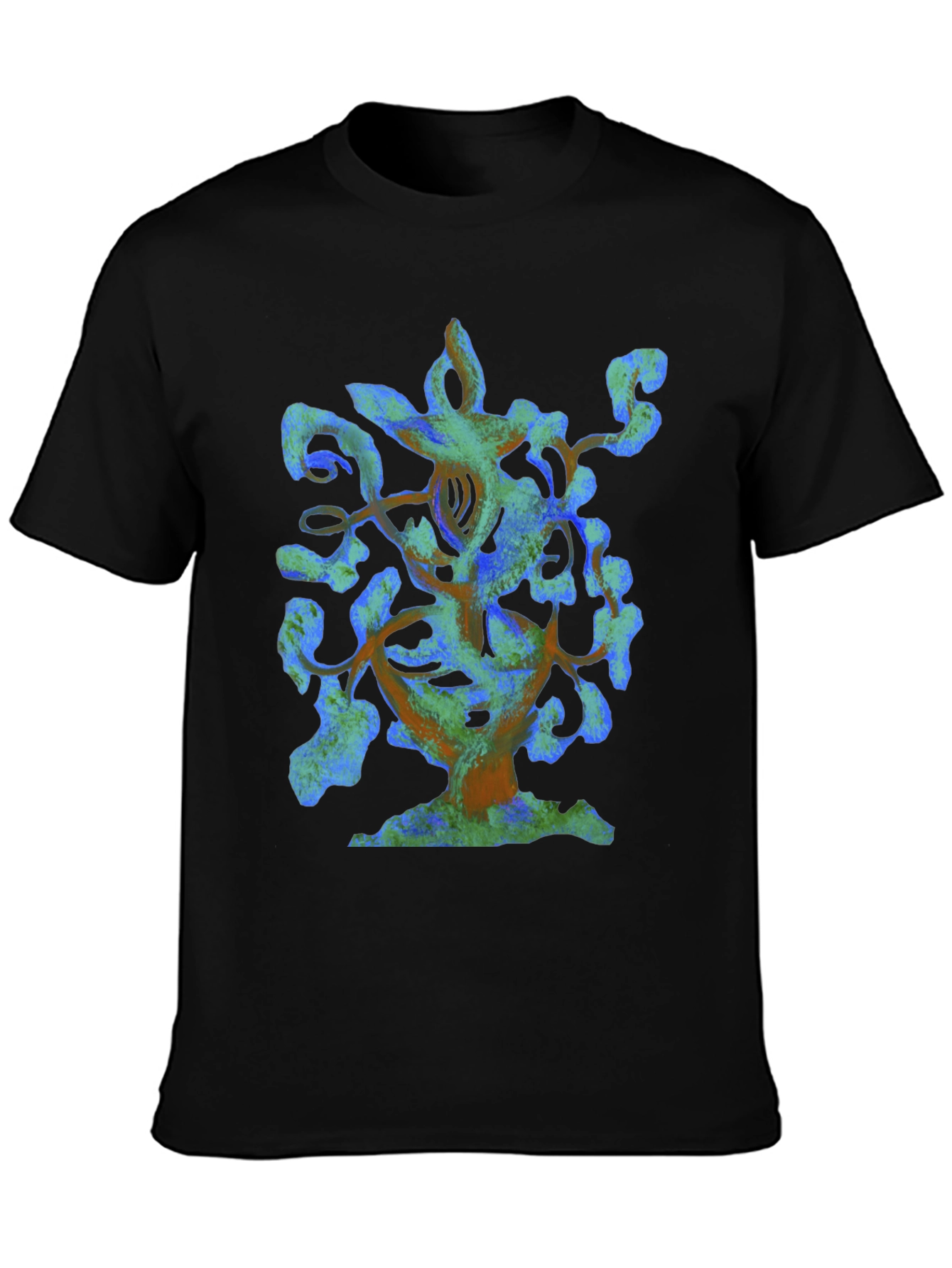 Abstract Tree Graphic Black T-Shirt