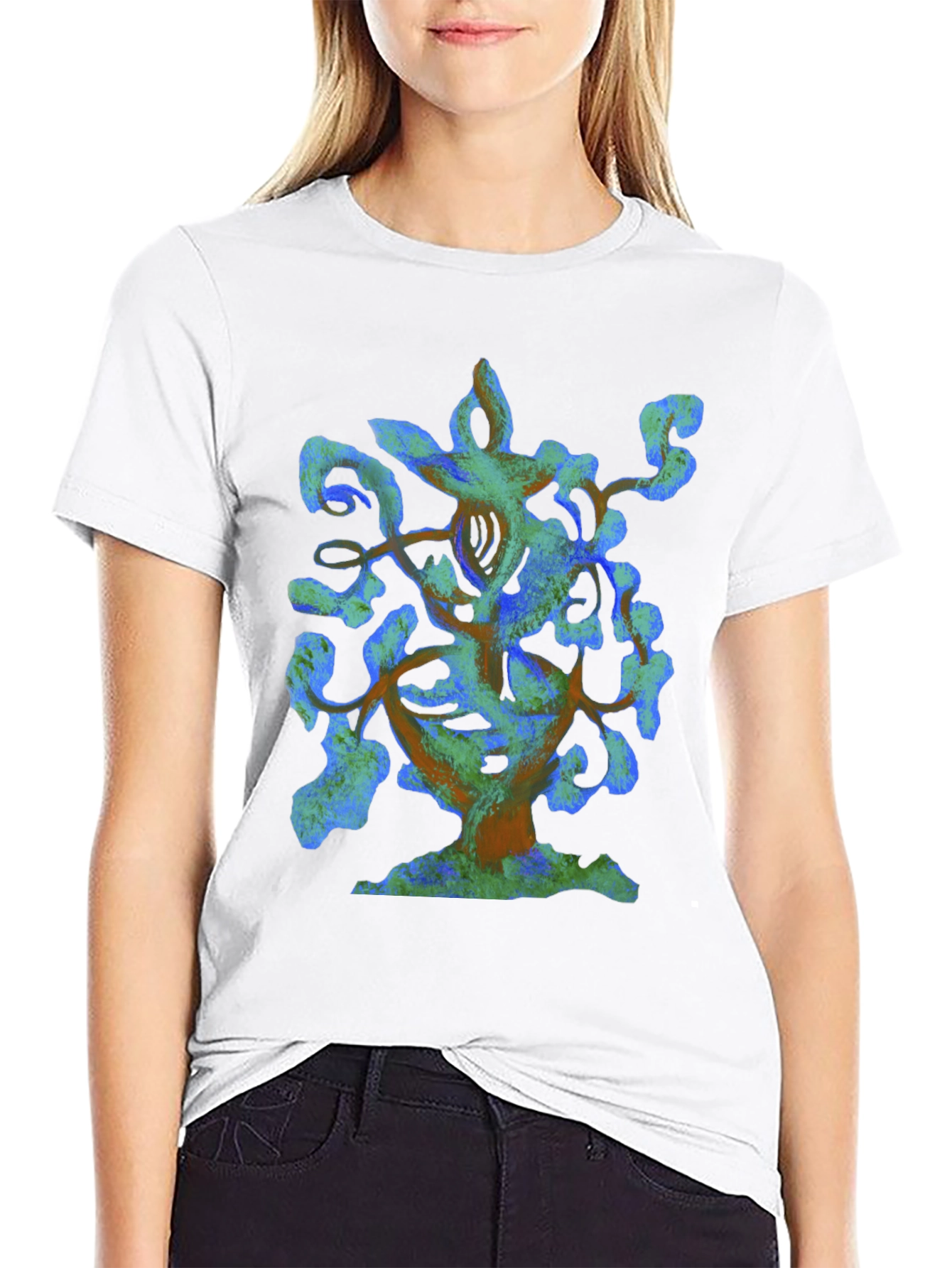 Abstract Tree Graphic Black T-Shirt
