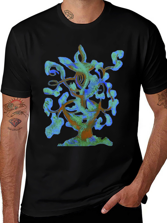 Abstract Tree Graphic Black T-Shirt