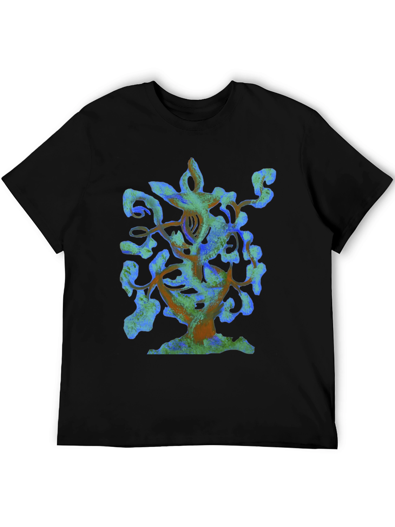 Abstract Tree Graphic Black T-Shirt