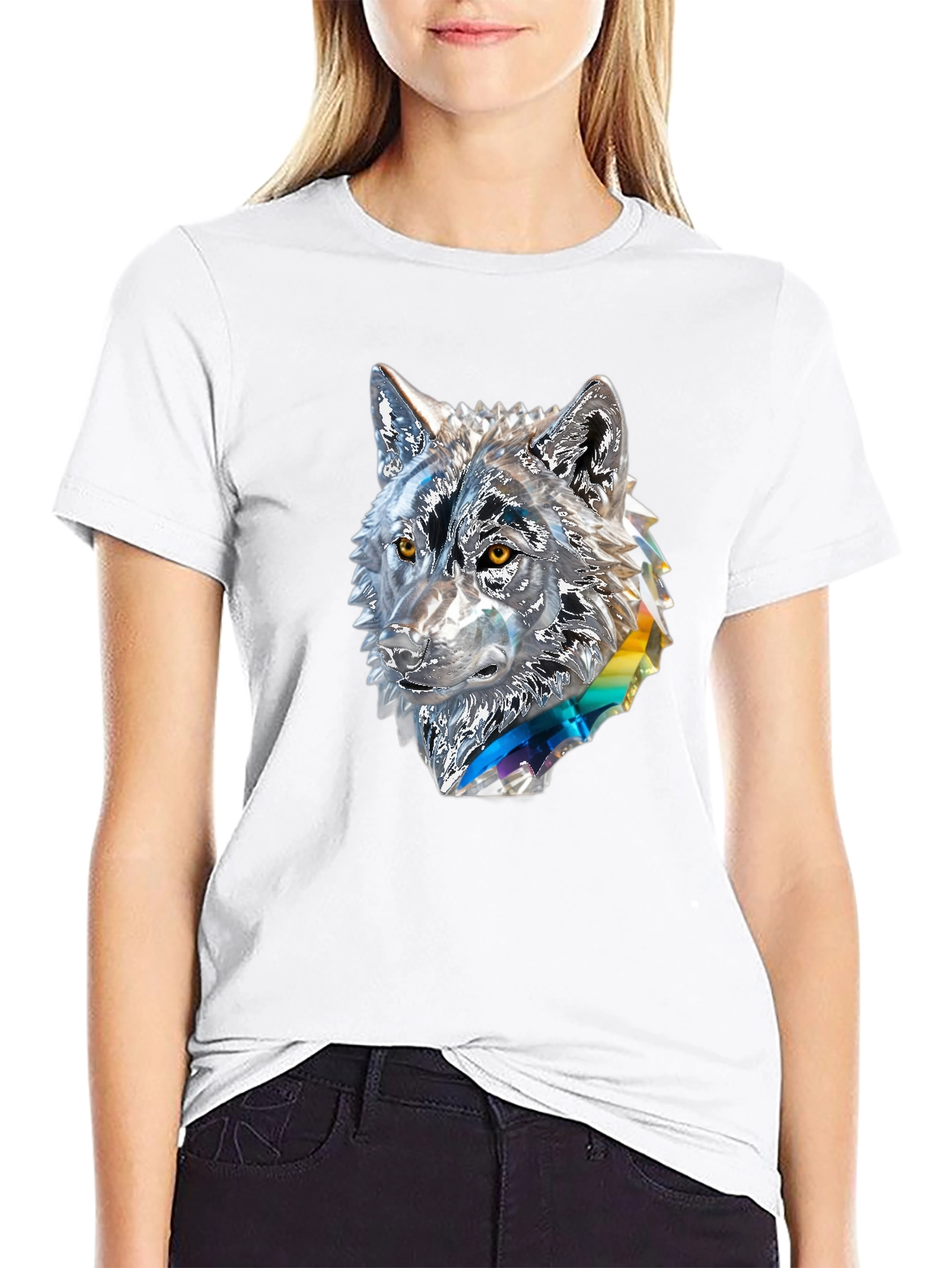 Abstract Wolf Graphic Black T-Shirt