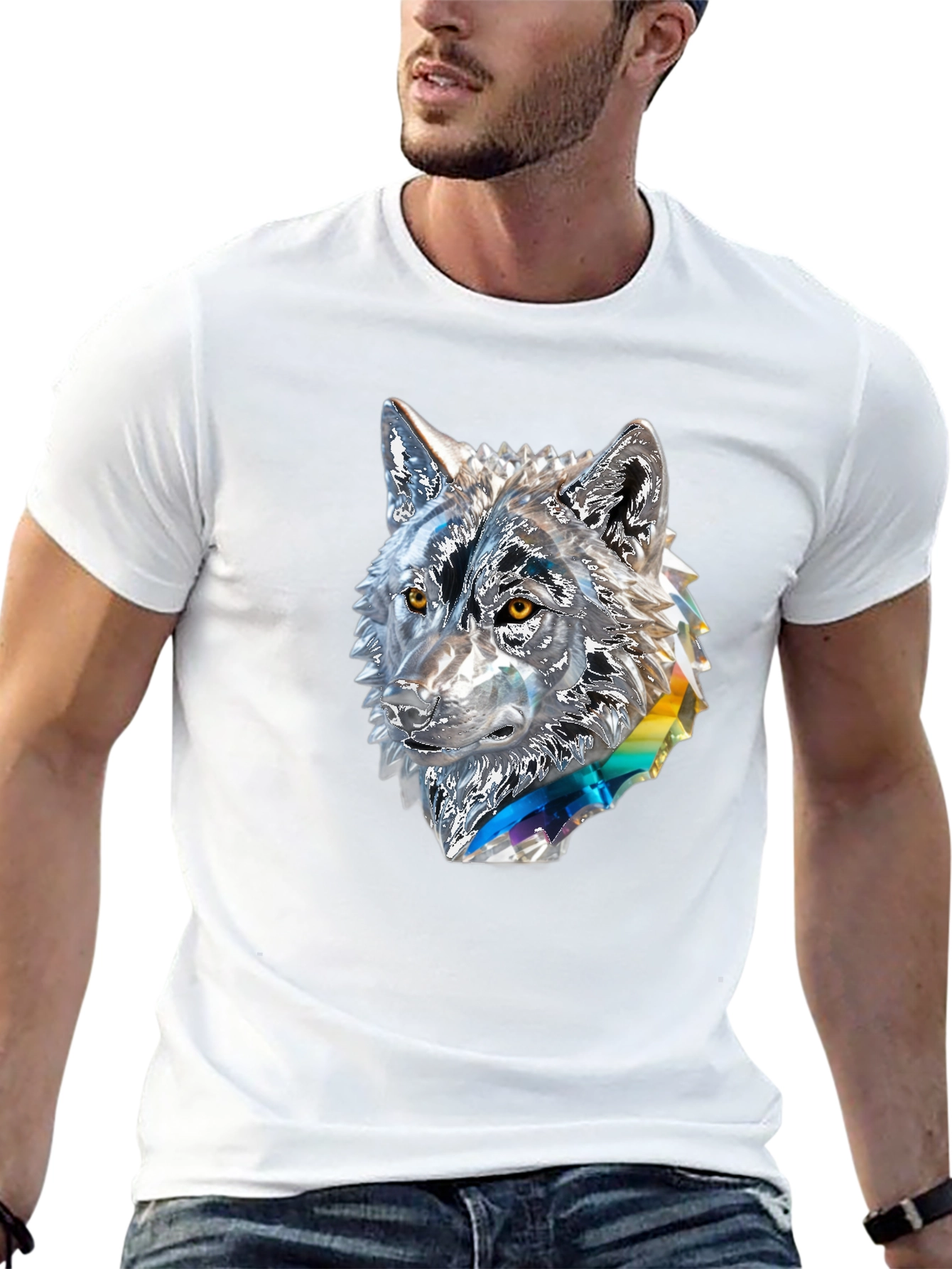 Abstract Wolf Graphic Black T-Shirt
