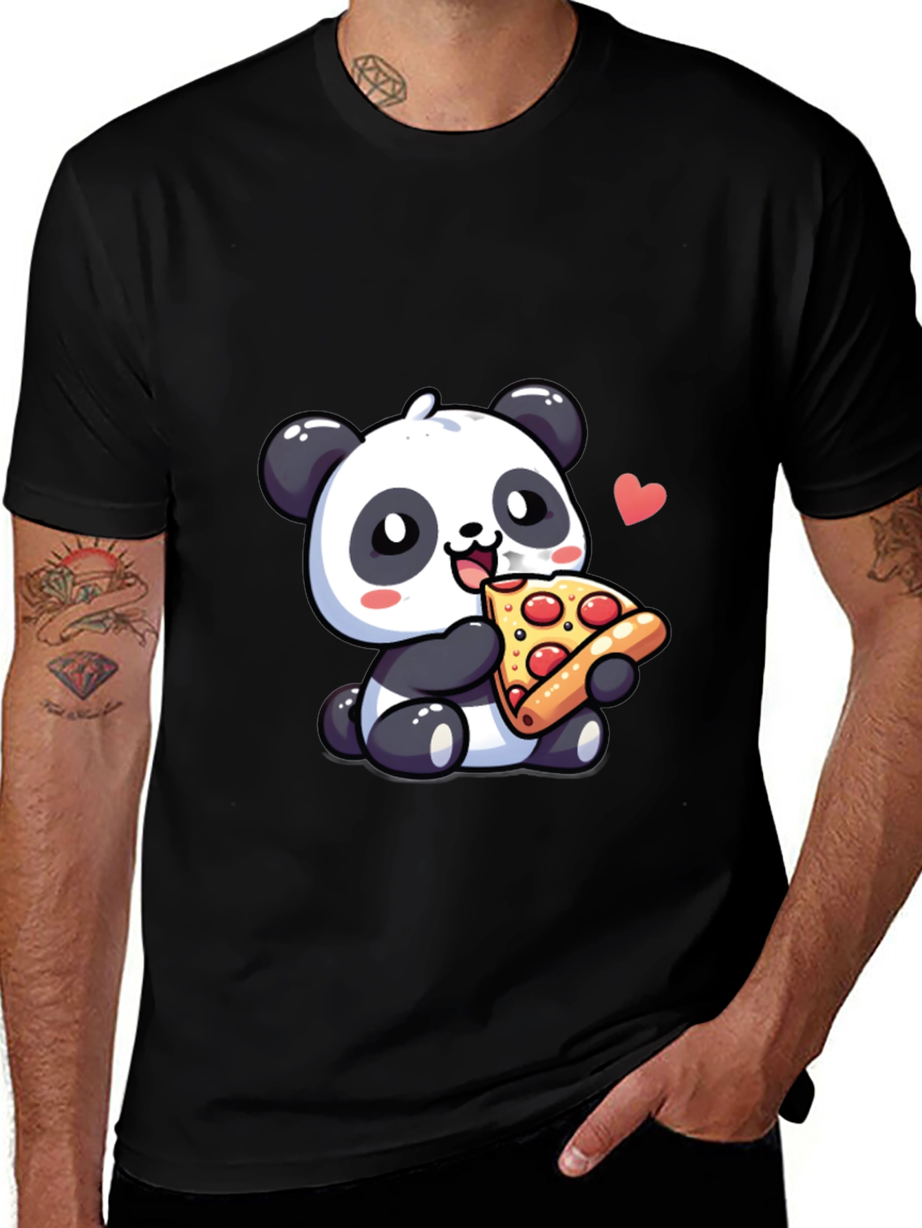 Cute Panda Pizza Lover Graphic T-Shirt