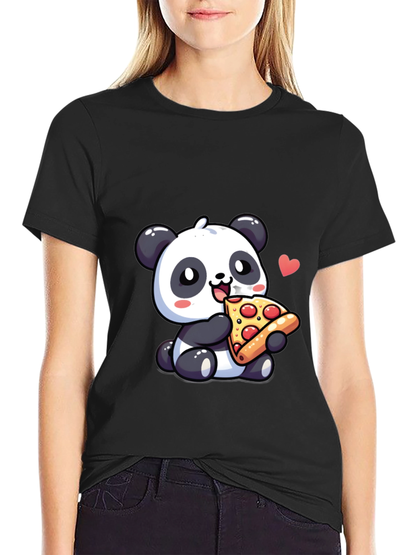 Cute Panda Pizza Lover Graphic T-Shirt