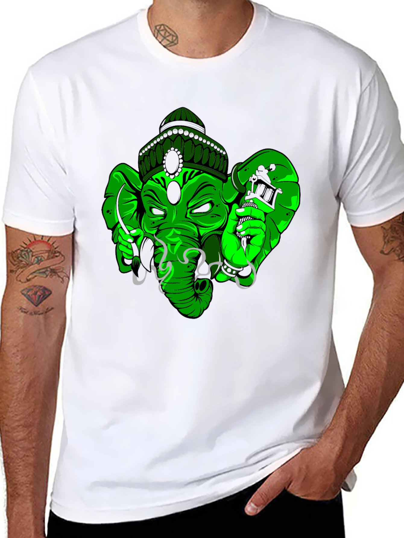 Green Tattoo Ganesh T-Shirt