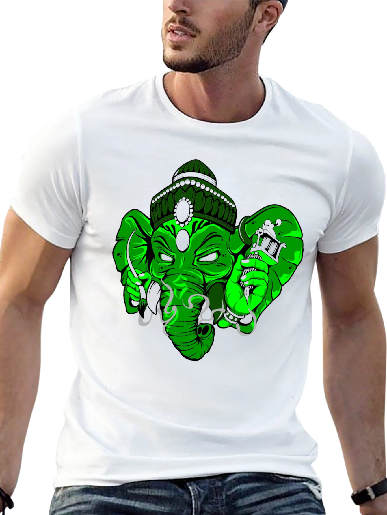 Green Tattoo Ganesh T-Shirt
