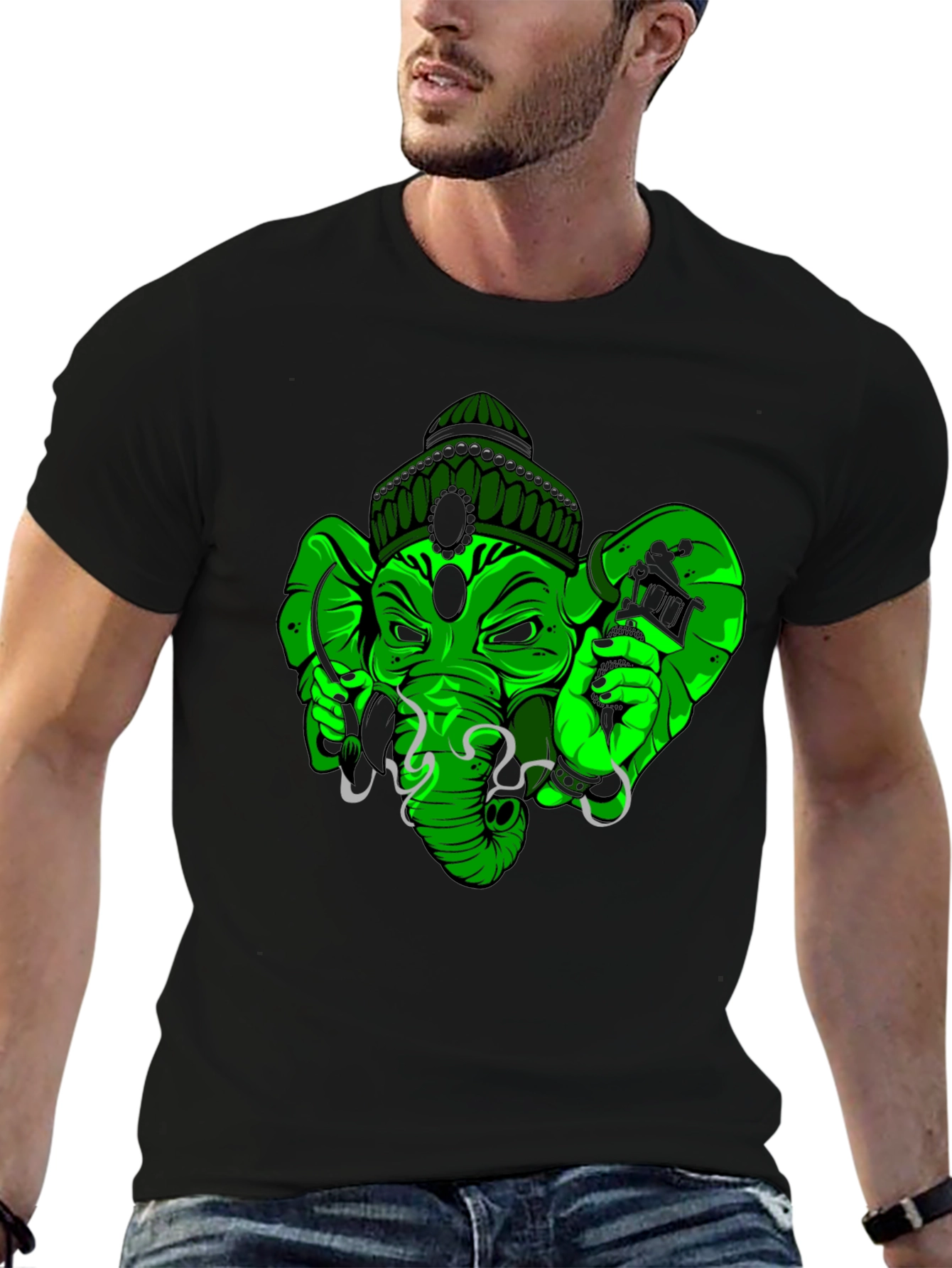 Green Tattoo Ganesh T-Shirt