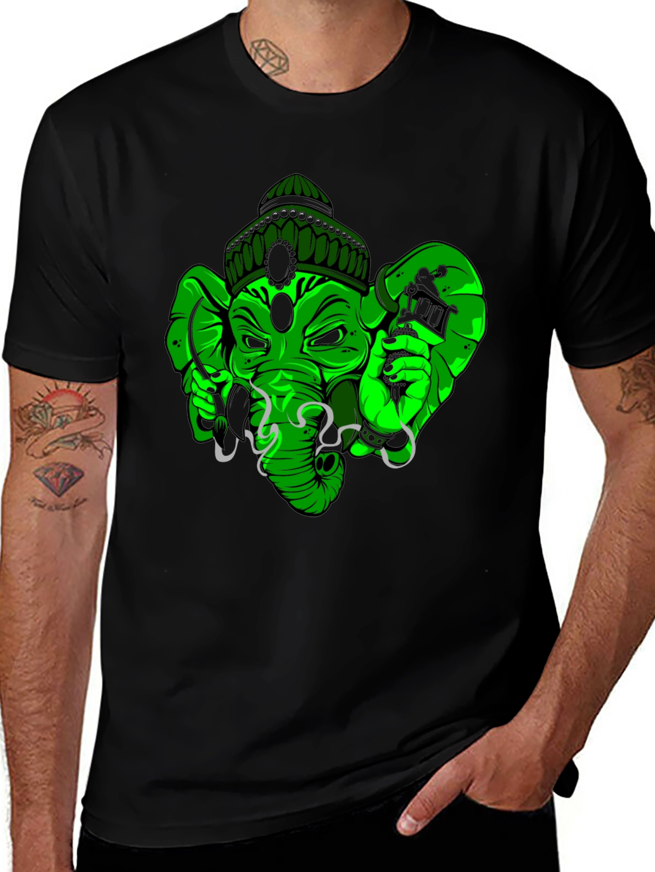 Green Tattoo Ganesh T-Shirt