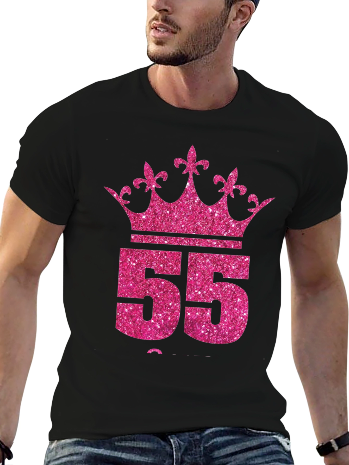 Queen 55th Birthday T-Shirt - Pink Glitter