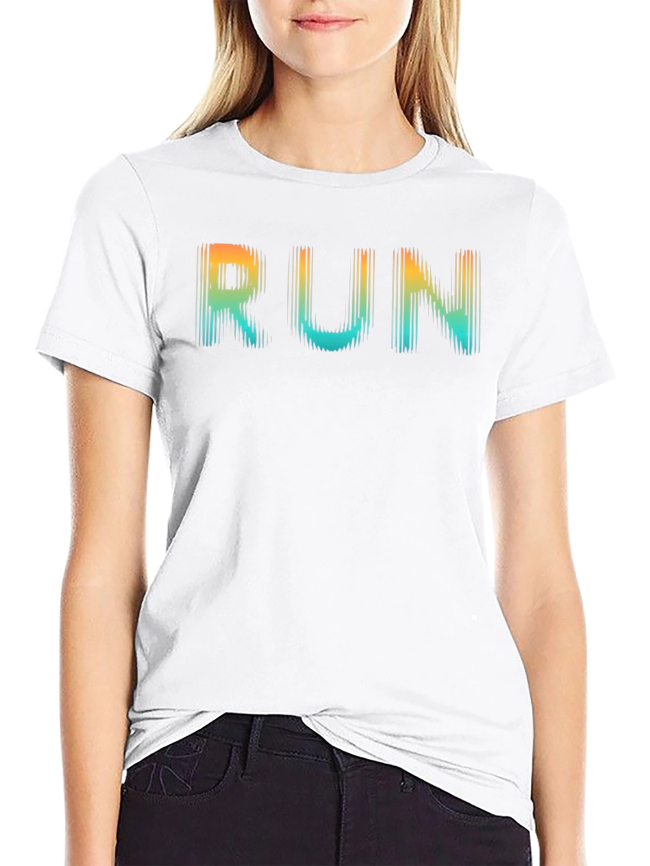 Mens Black RUN Graphic T-Shirt