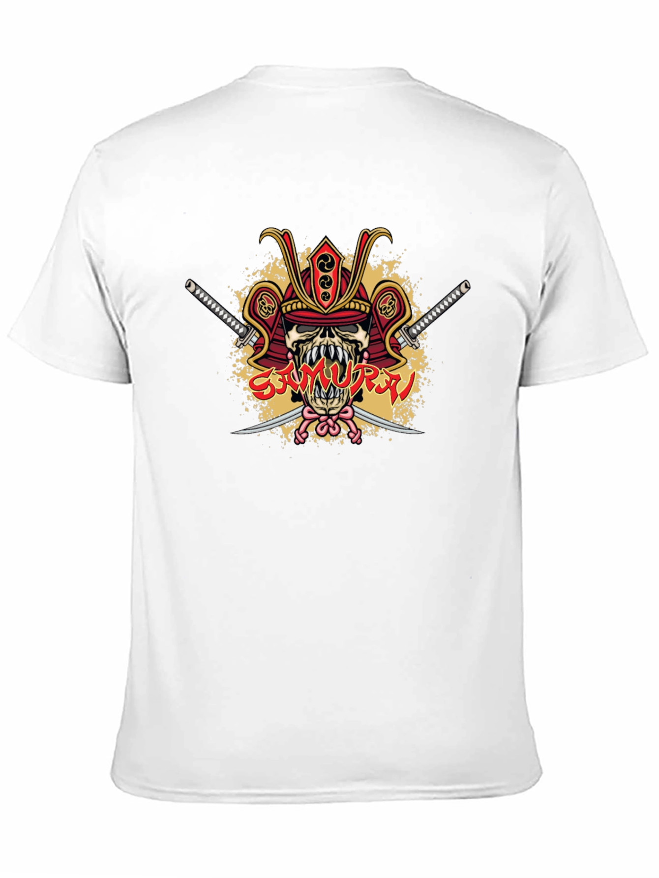 Samurai Skull Graphic Tee - Black Cotton T-Shirt