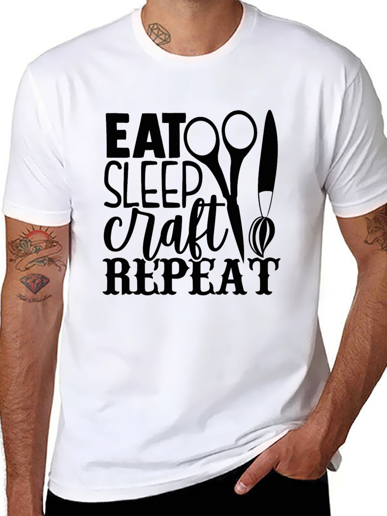 Eat Sleep Craft Repeat Black T-Shirt