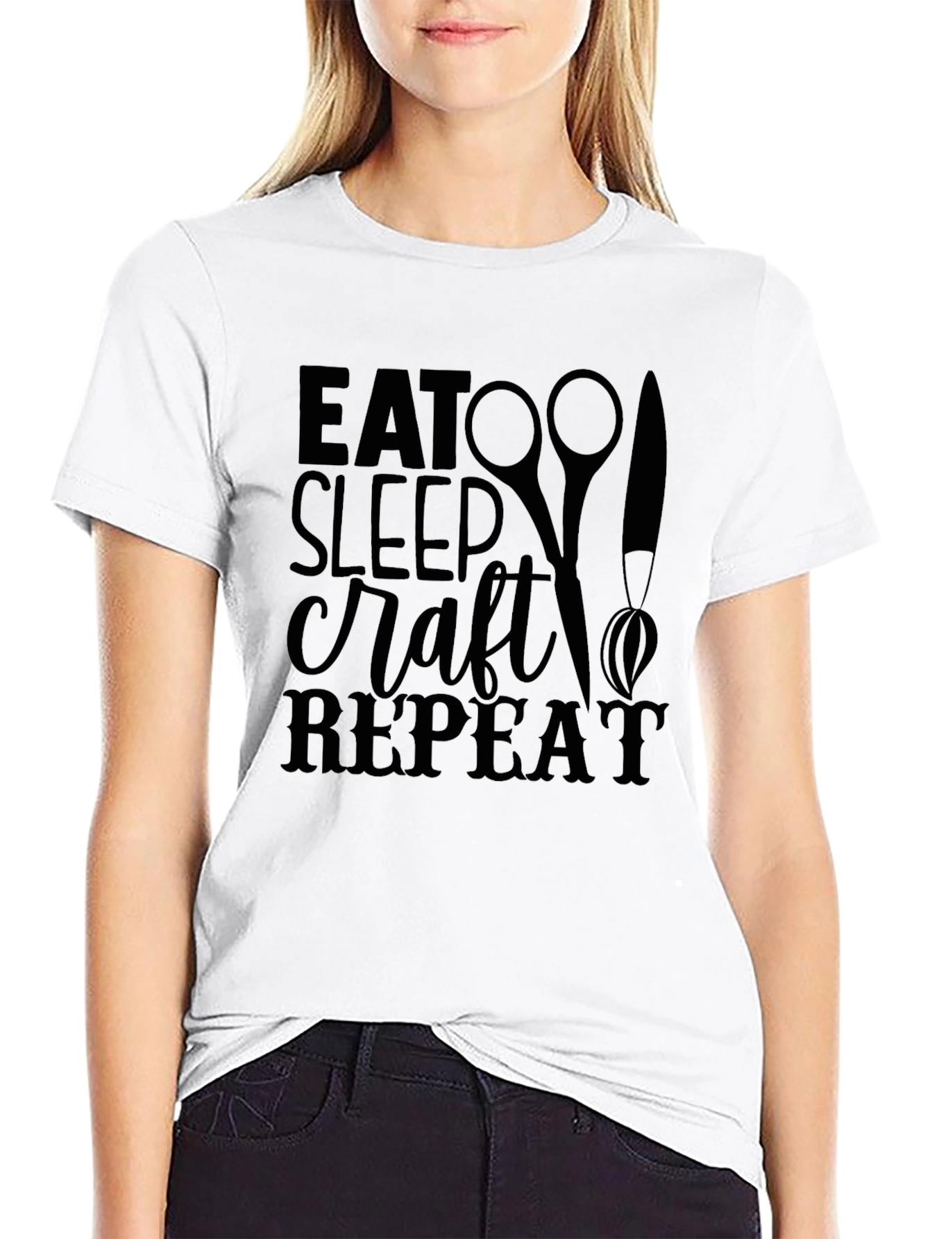 Eat Sleep Craft Repeat Black T-Shirt
