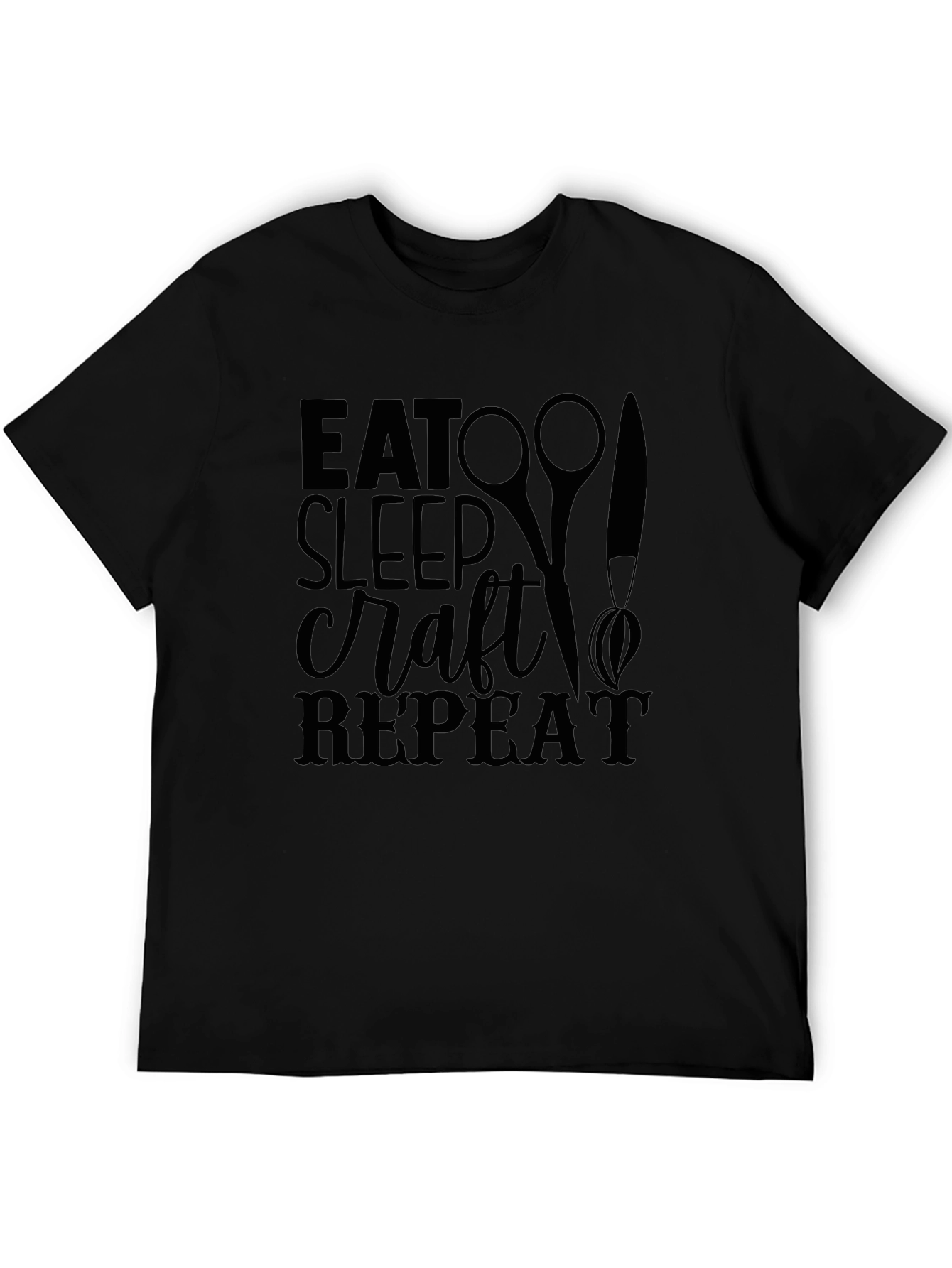 Eat Sleep Craft Repeat Black T-Shirt
