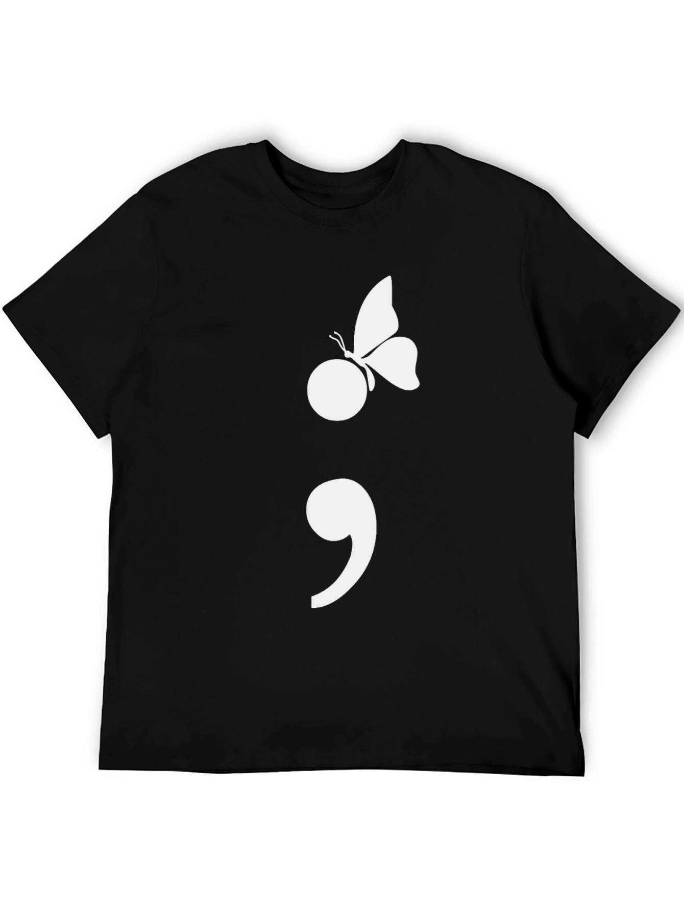 Semicolon Butterfly Graphic Tee - Black Cotton