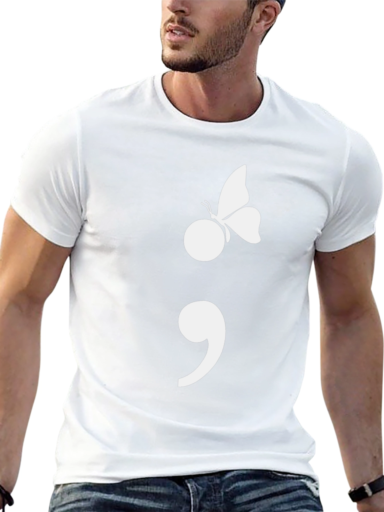 Semicolon Butterfly Graphic Tee - Black Cotton