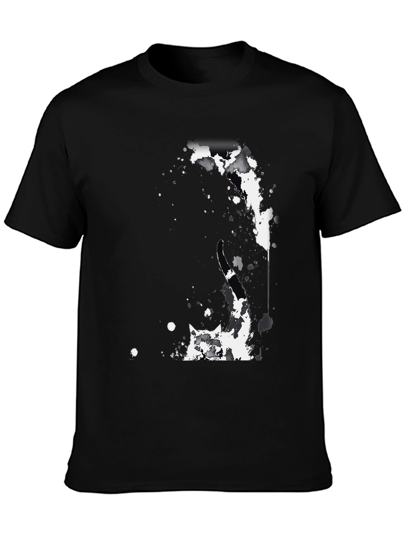Abstract Splatter Graphic Black T-Shirt