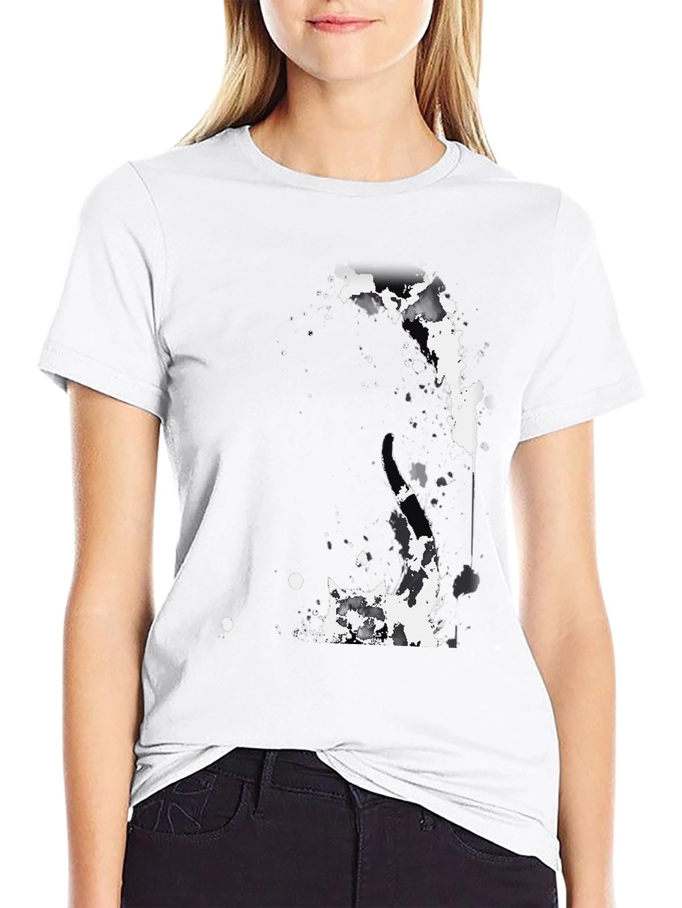 Abstract Splatter Graphic Black T-Shirt