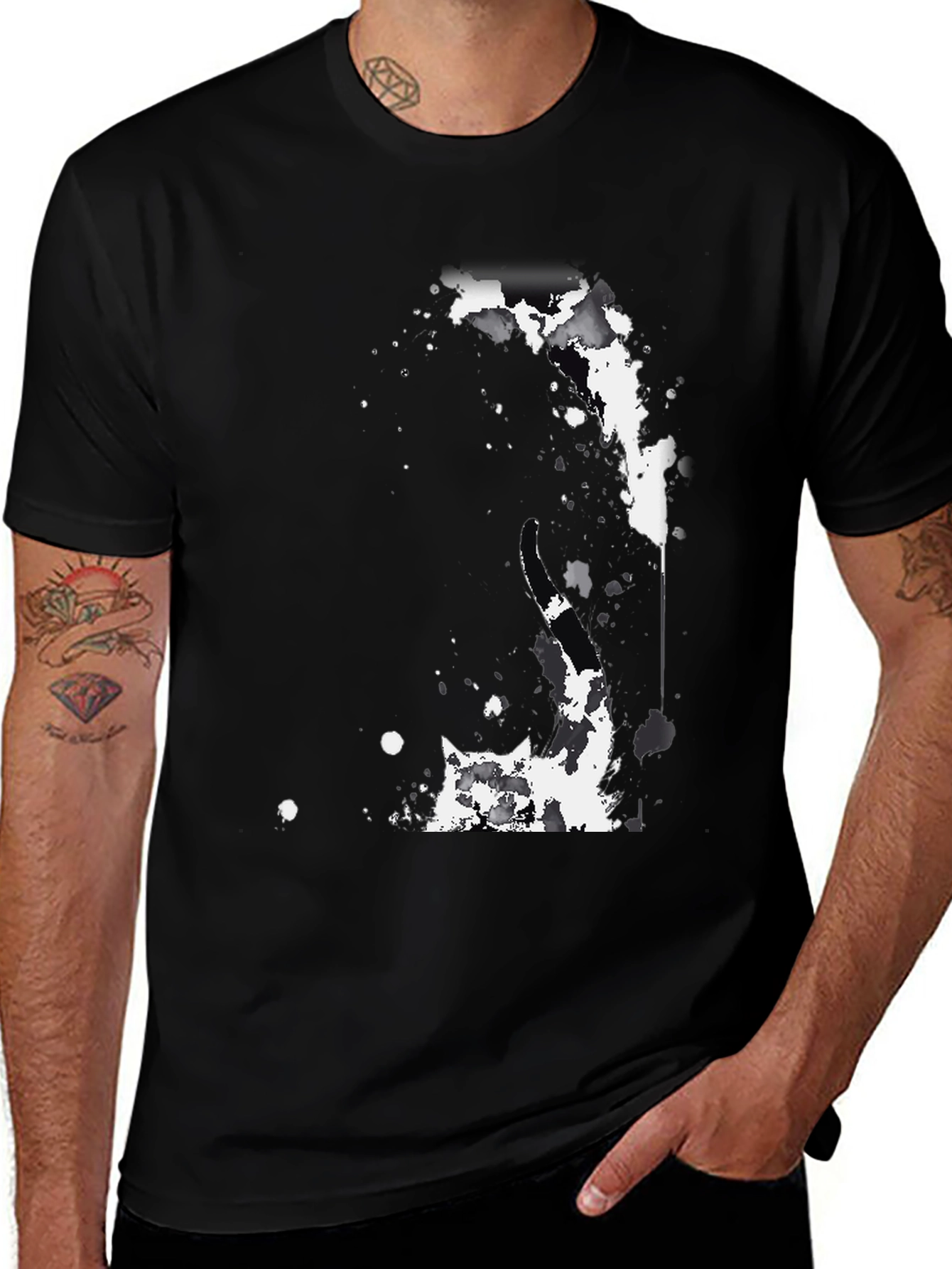 Abstract Splatter Graphic Black T-Shirt
