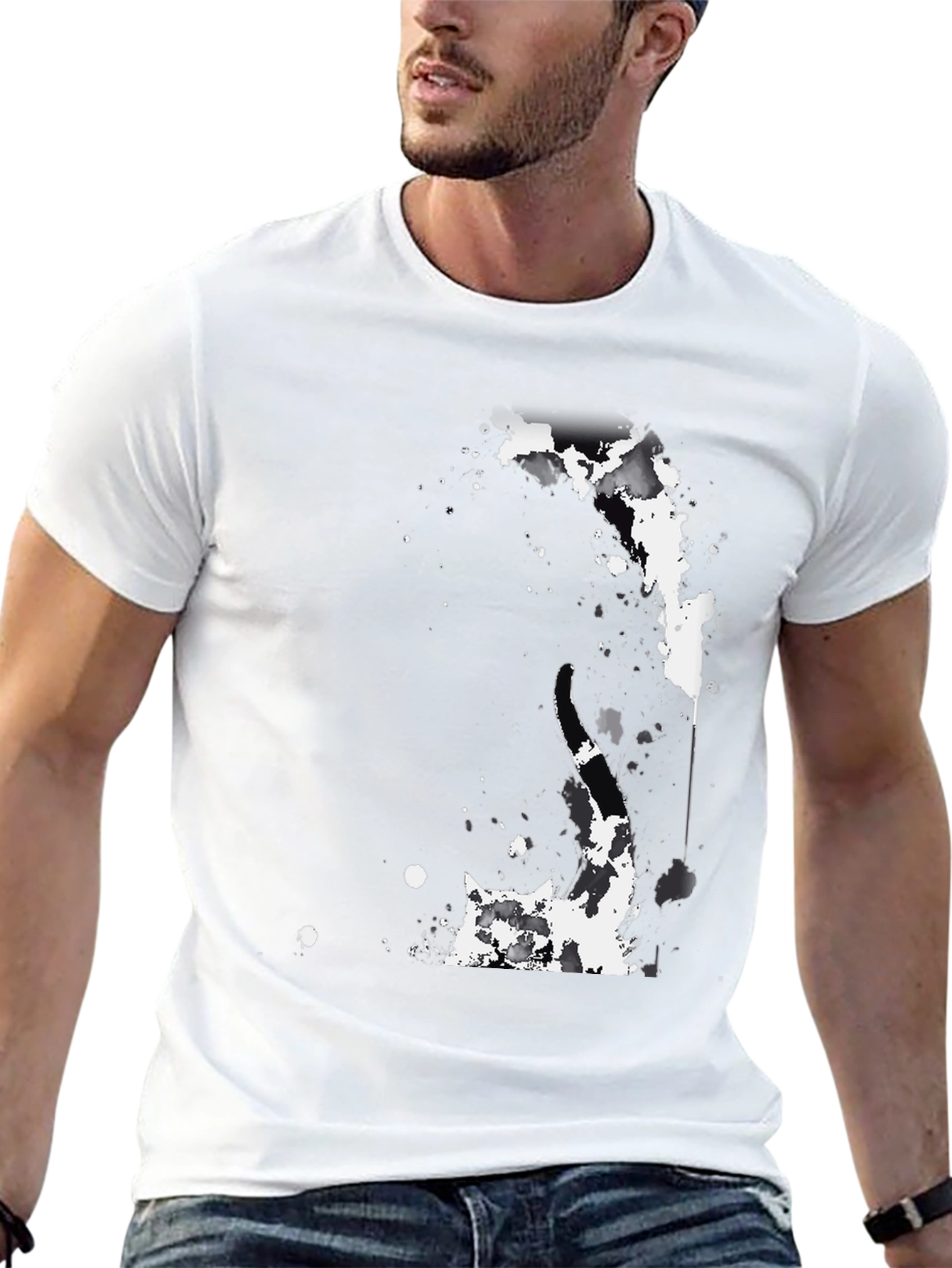 Abstract Splatter Graphic Black T-Shirt