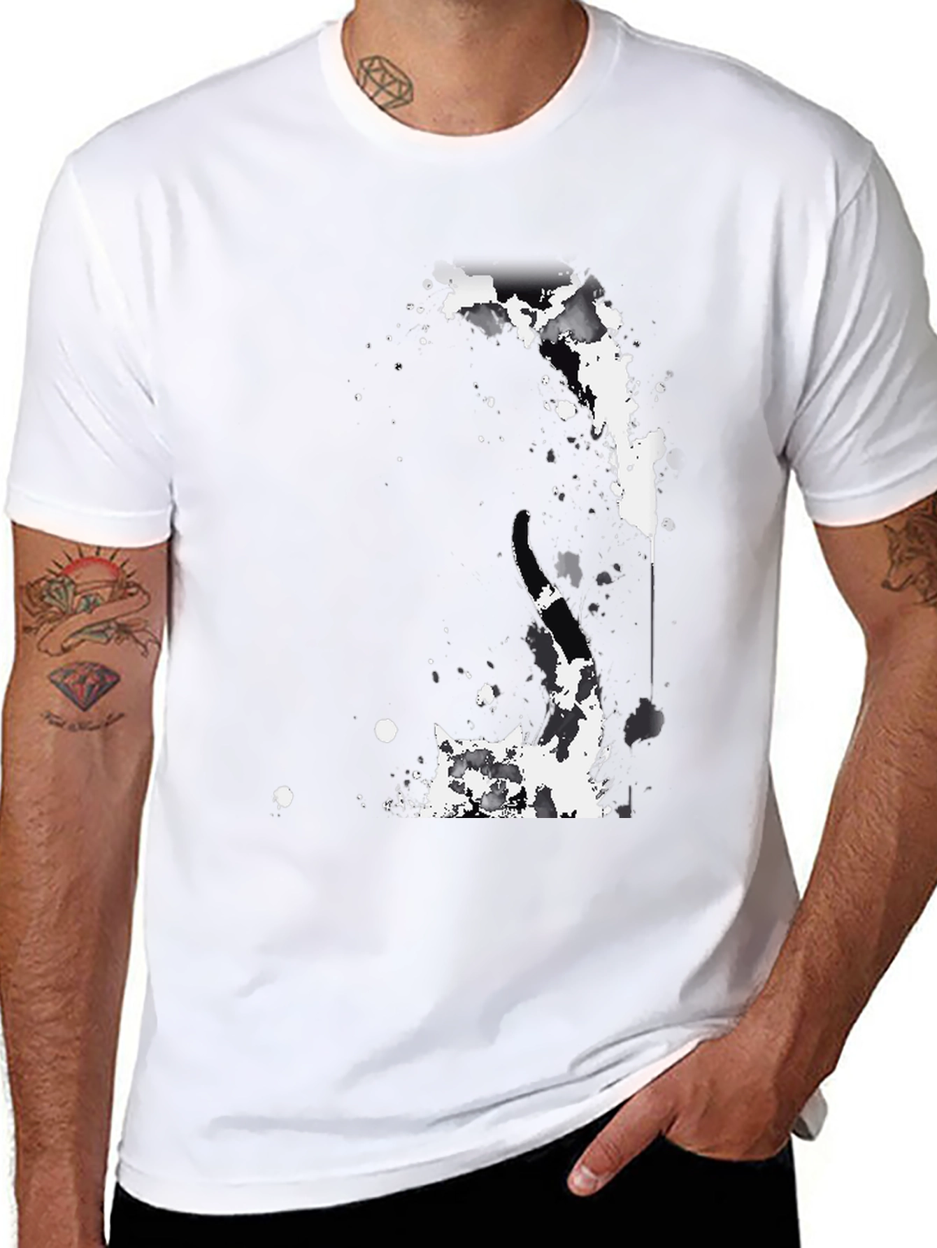 Abstract Splatter Graphic Black T-Shirt