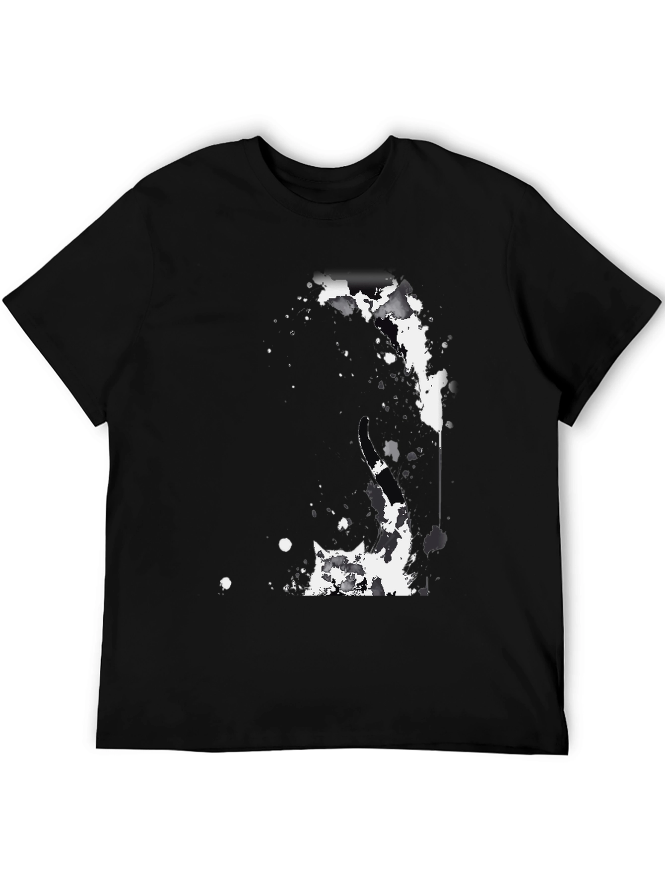 Abstract Splatter Graphic Black T-Shirt