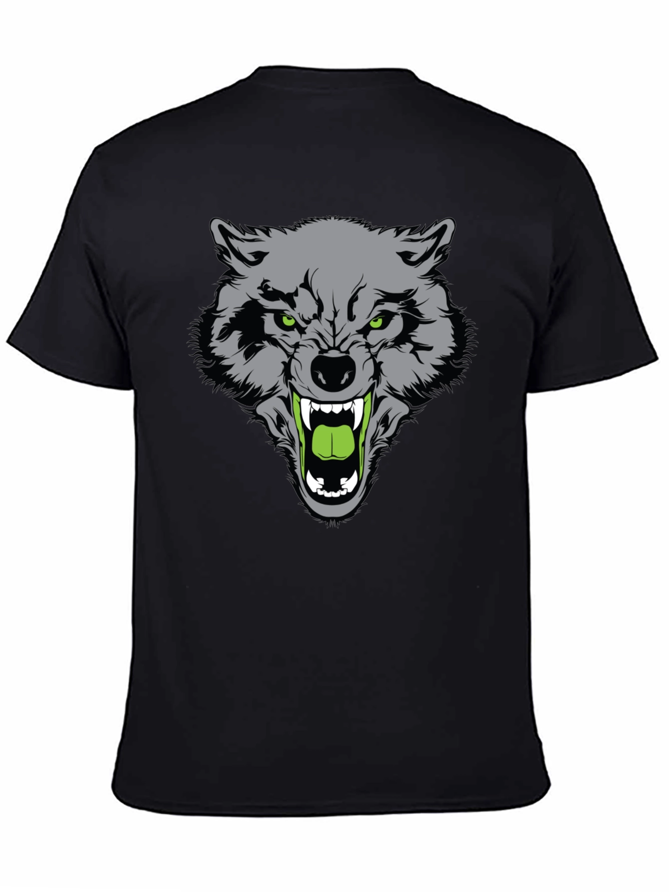 Mens Black Wolf Graphic T-Shirt