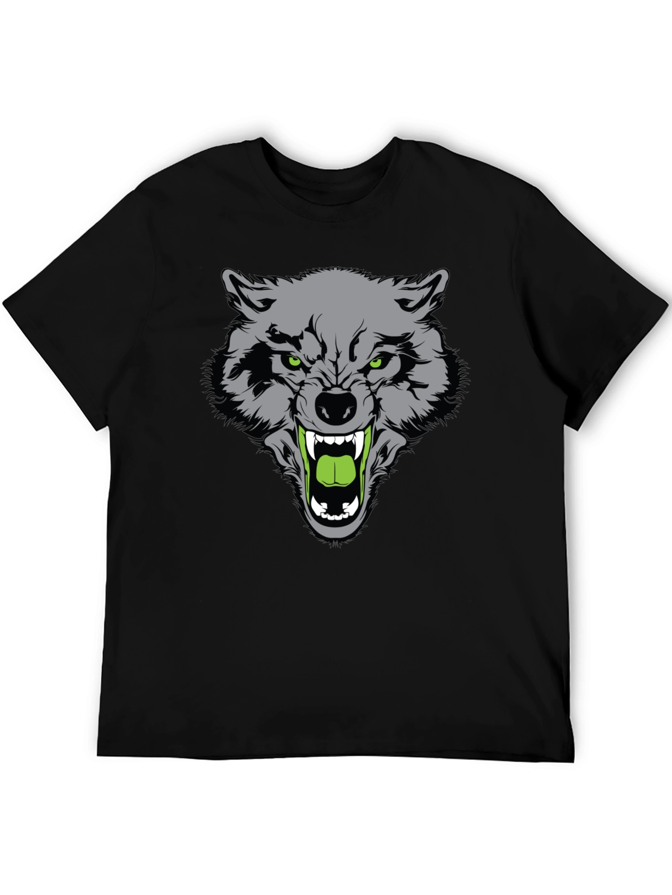 Mens Black Wolf Graphic T-Shirt