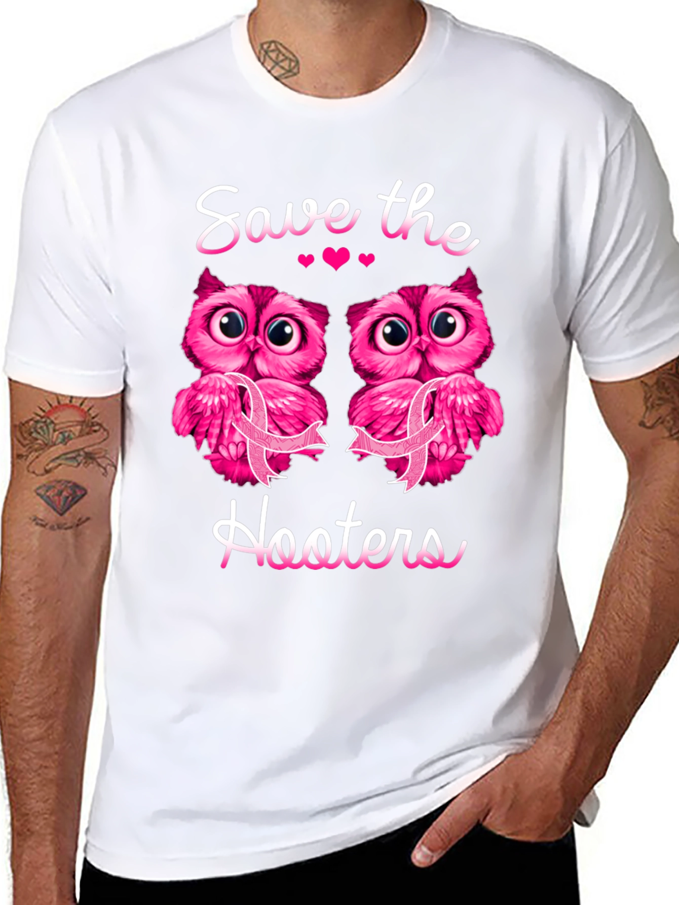 Save The Hooters Owl Breast Cancer Awareness T-Shirt