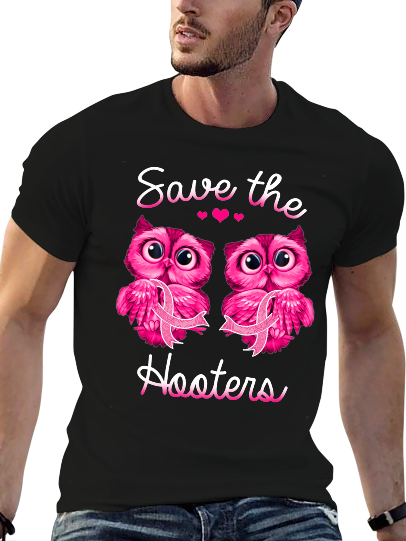 Save The Hooters Owl Breast Cancer Awareness T-Shirt