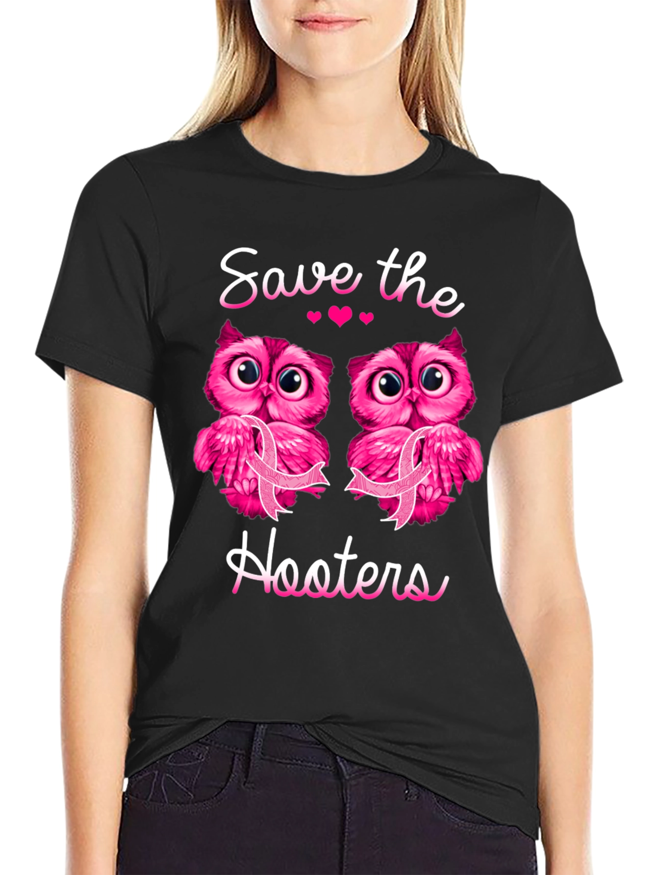 Save The Hooters Owl Breast Cancer Awareness T-Shirt