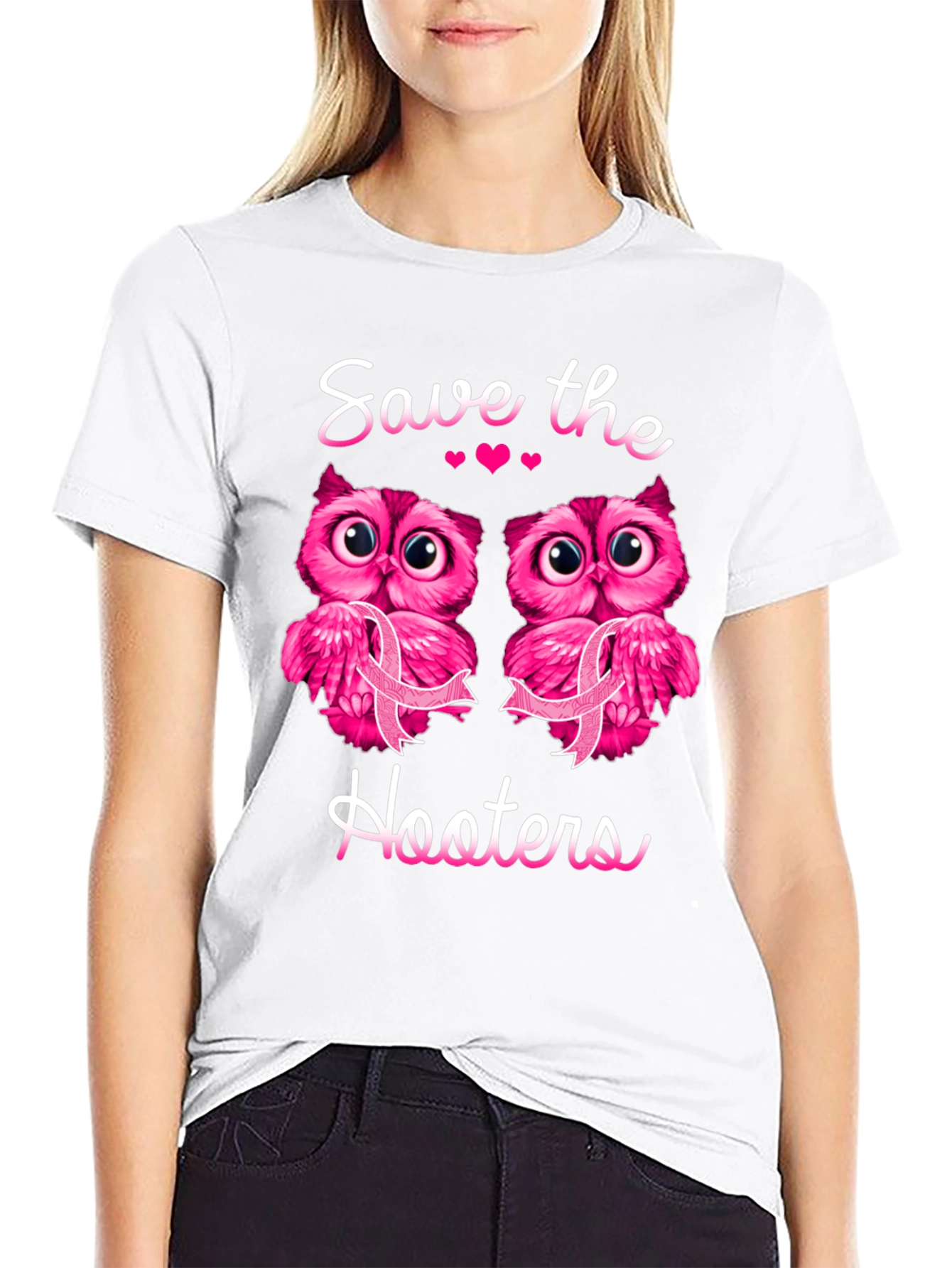 Save The Hooters Owl Breast Cancer Awareness T-Shirt