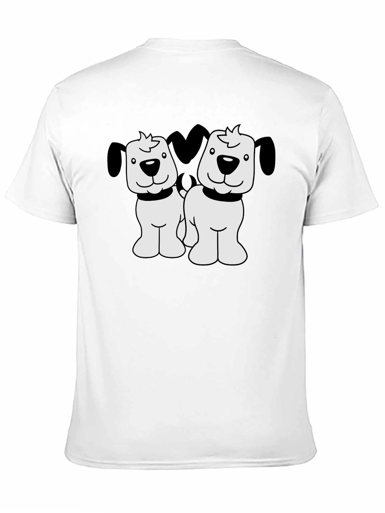 Cute Two Dog Cartoon Black T-Shirt