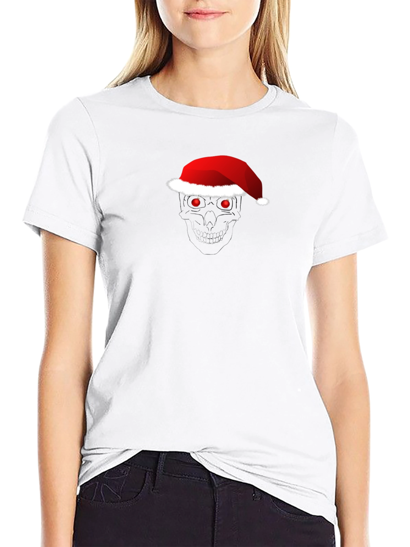 Skull Santa Hat T-Shirt - Festive Holiday Apparel
