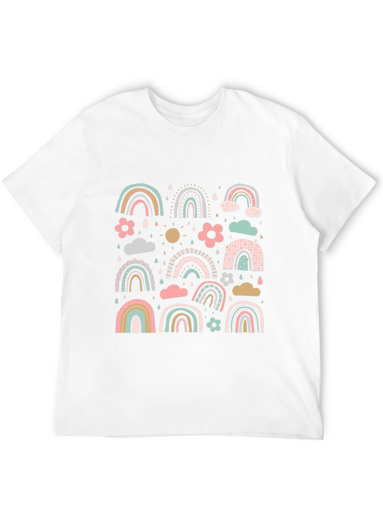 Pastel Rainbow Pattern Black T-Shirt