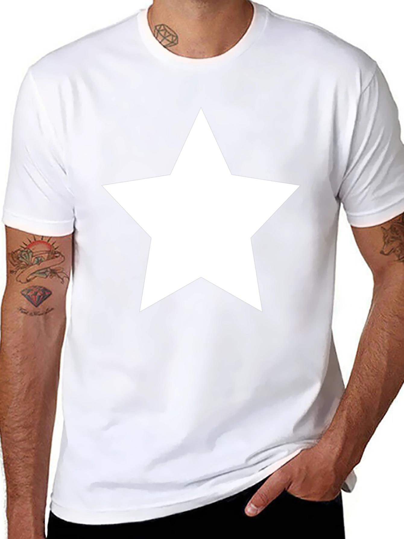 Bold Star Graphic Tee - Classic Black Cotton T-Shirt