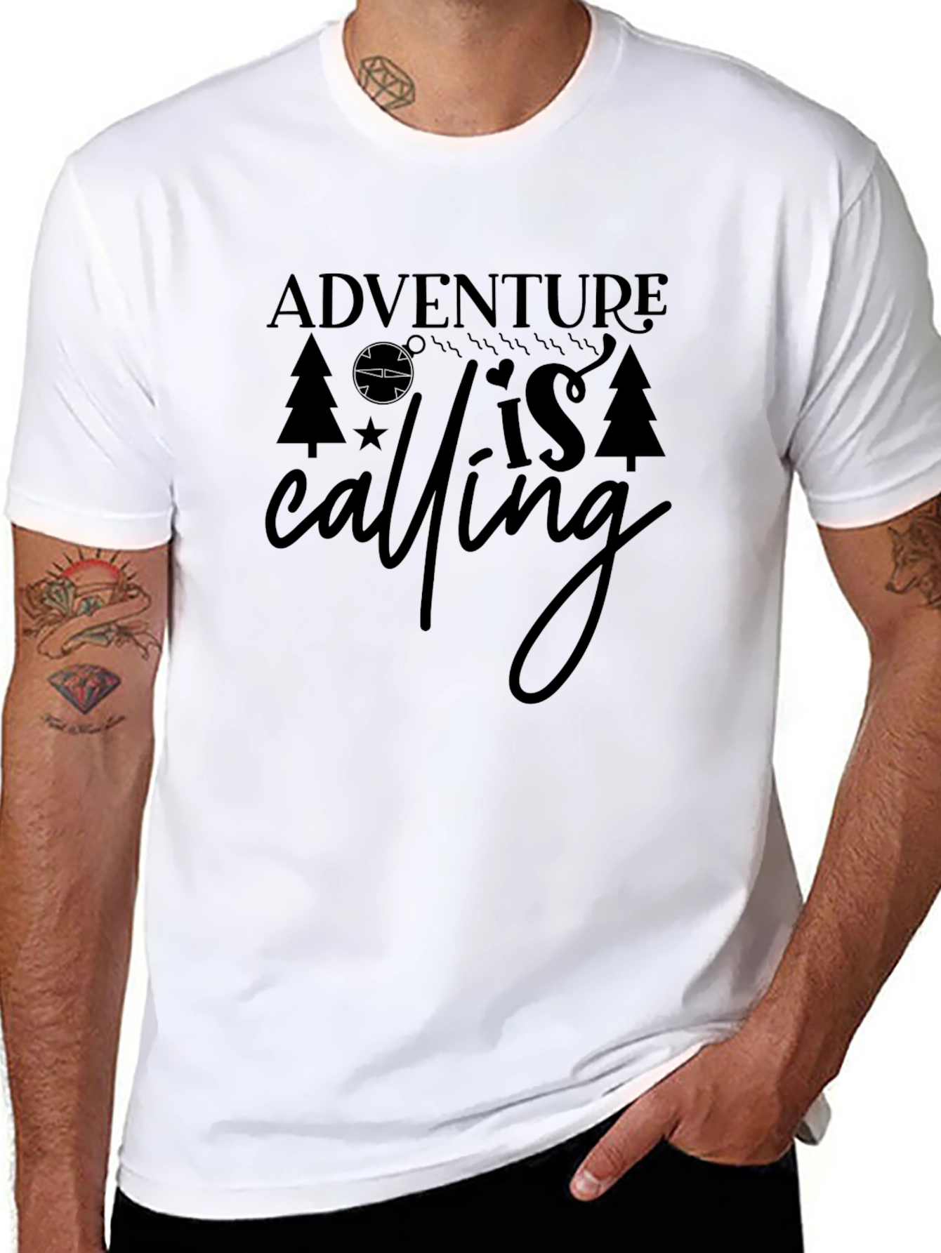 Adventure is Calling Black Graphic Tee