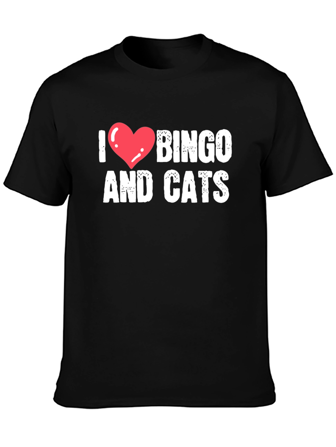 I Heart Bingo and Cats Black T-Shirt
