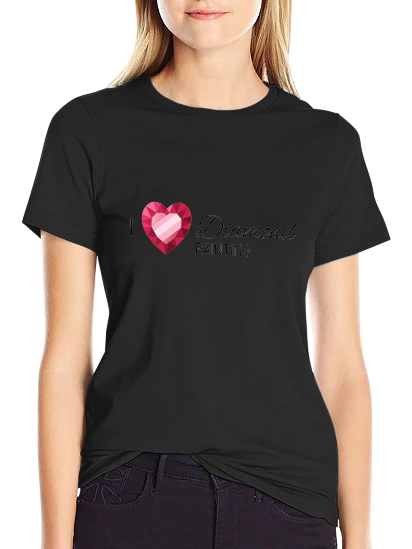 I Heart Diamond Painting T-Shirt - Black