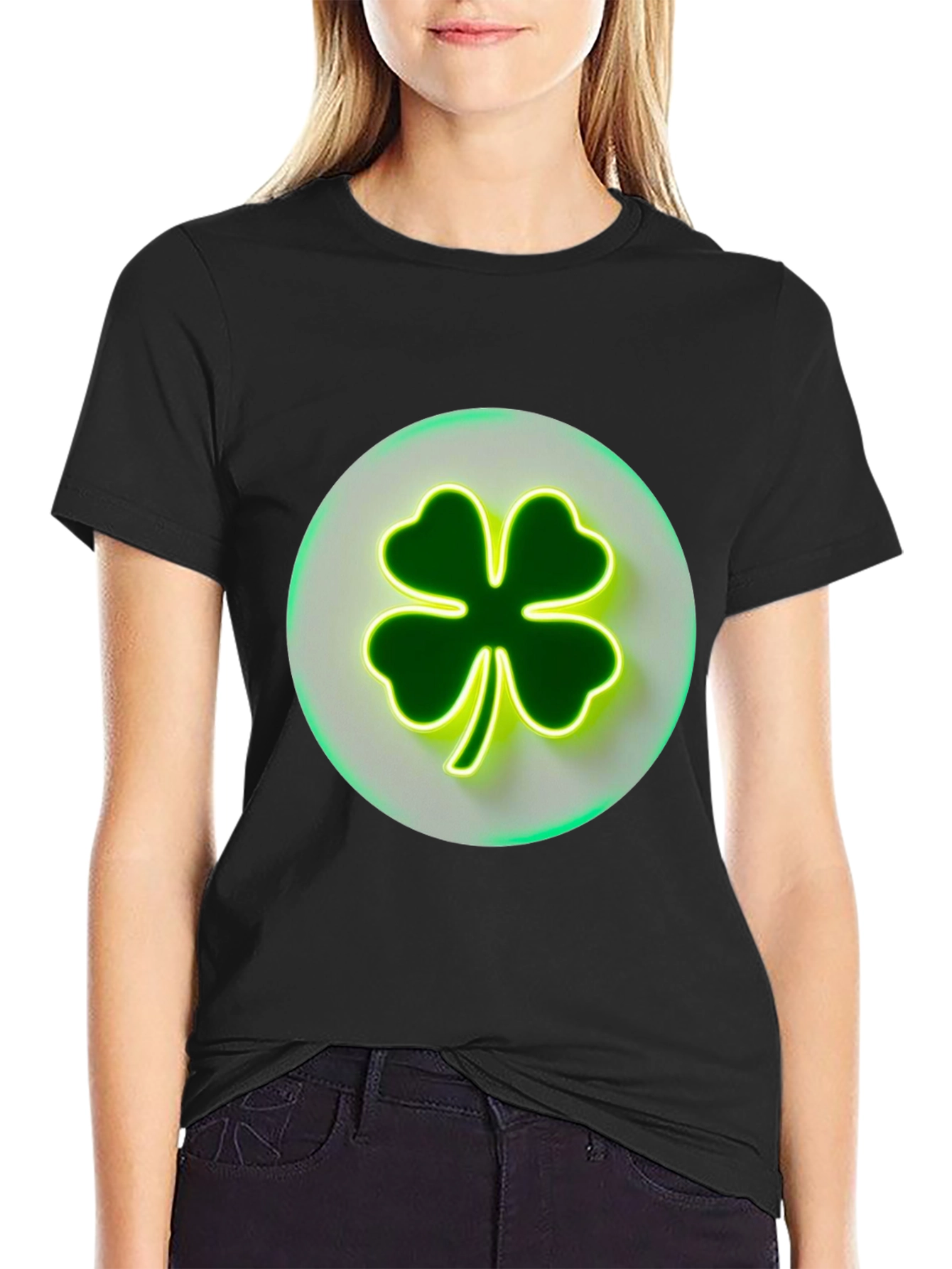 St. Patricks Day Clover Graphic Tee - Black