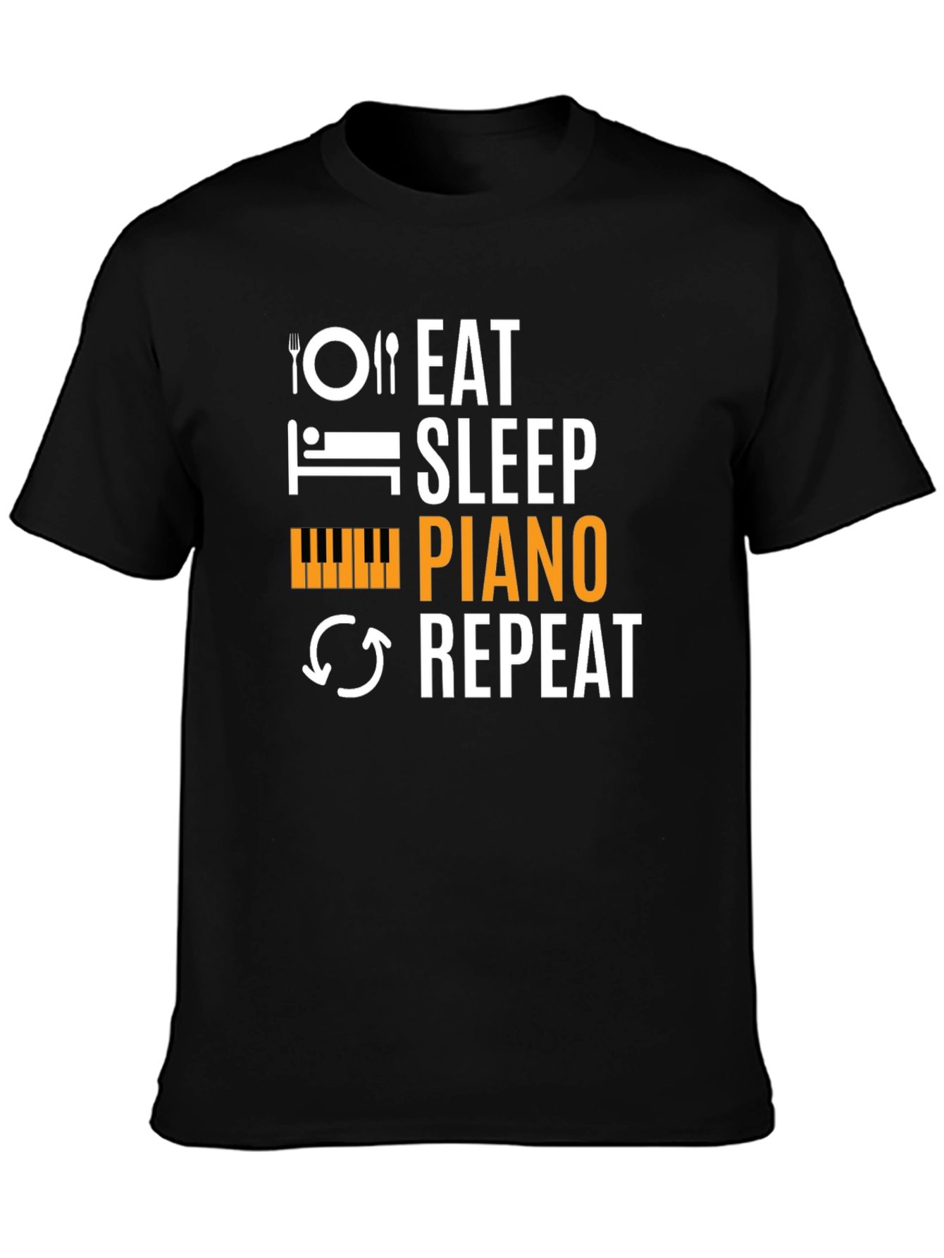 Eat Sleep Piano Repeat Black T-Shirt