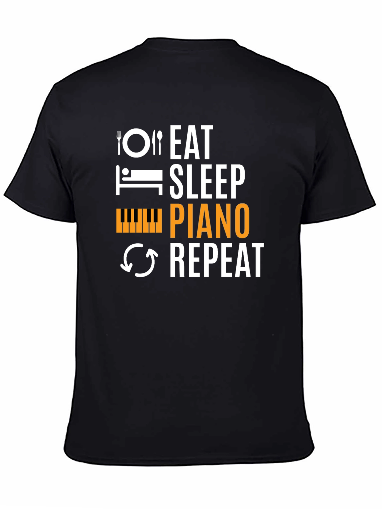 Eat Sleep Piano Repeat Black T-Shirt