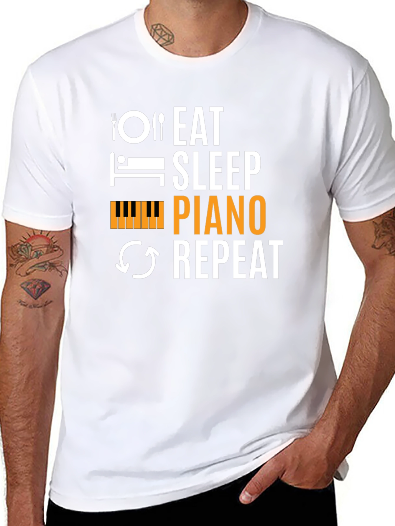 Eat Sleep Piano Repeat Black T-Shirt