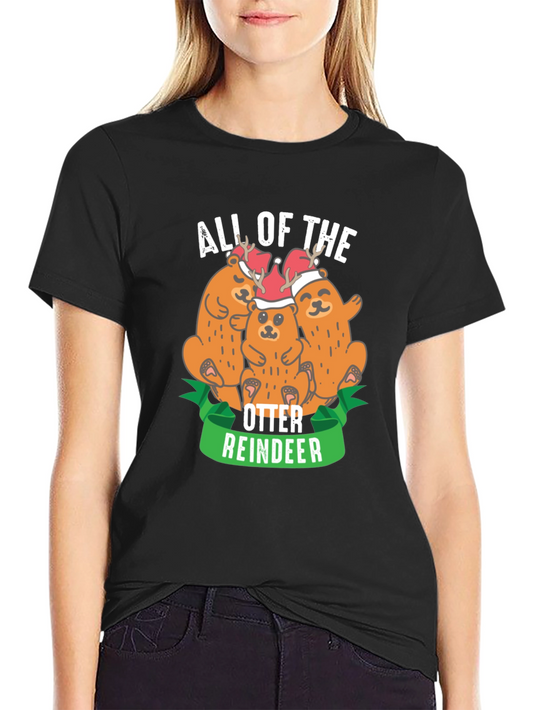 All of the Otter Reindeer Black T-Shirt