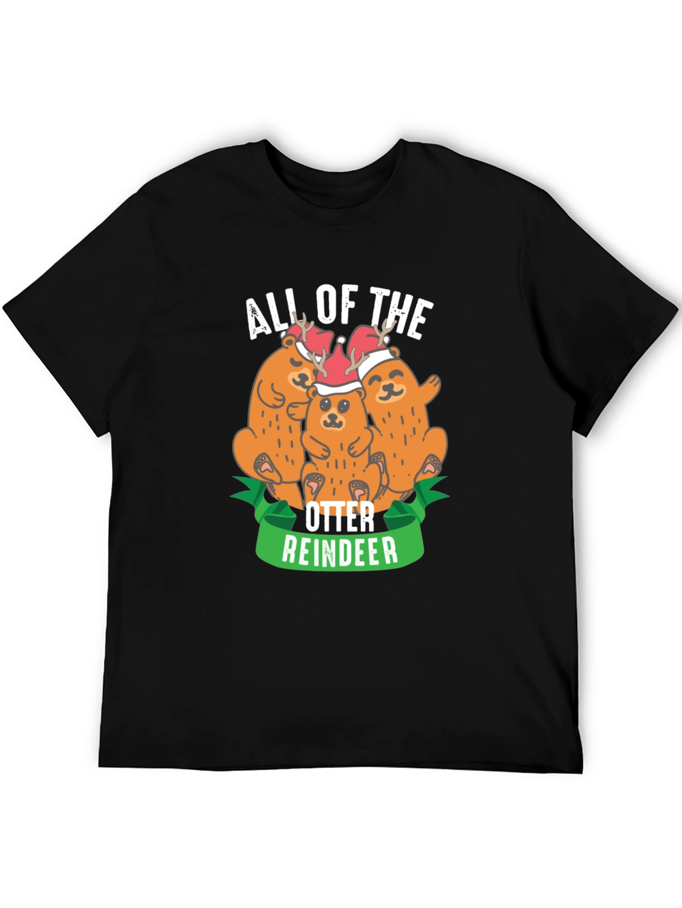 All of the Otter Reindeer Black T-Shirt