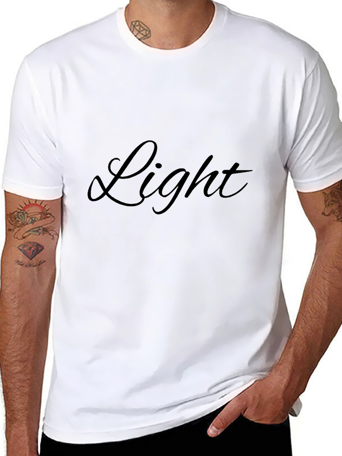 Mens Black Light Graphic T-Shirt - Casual Style