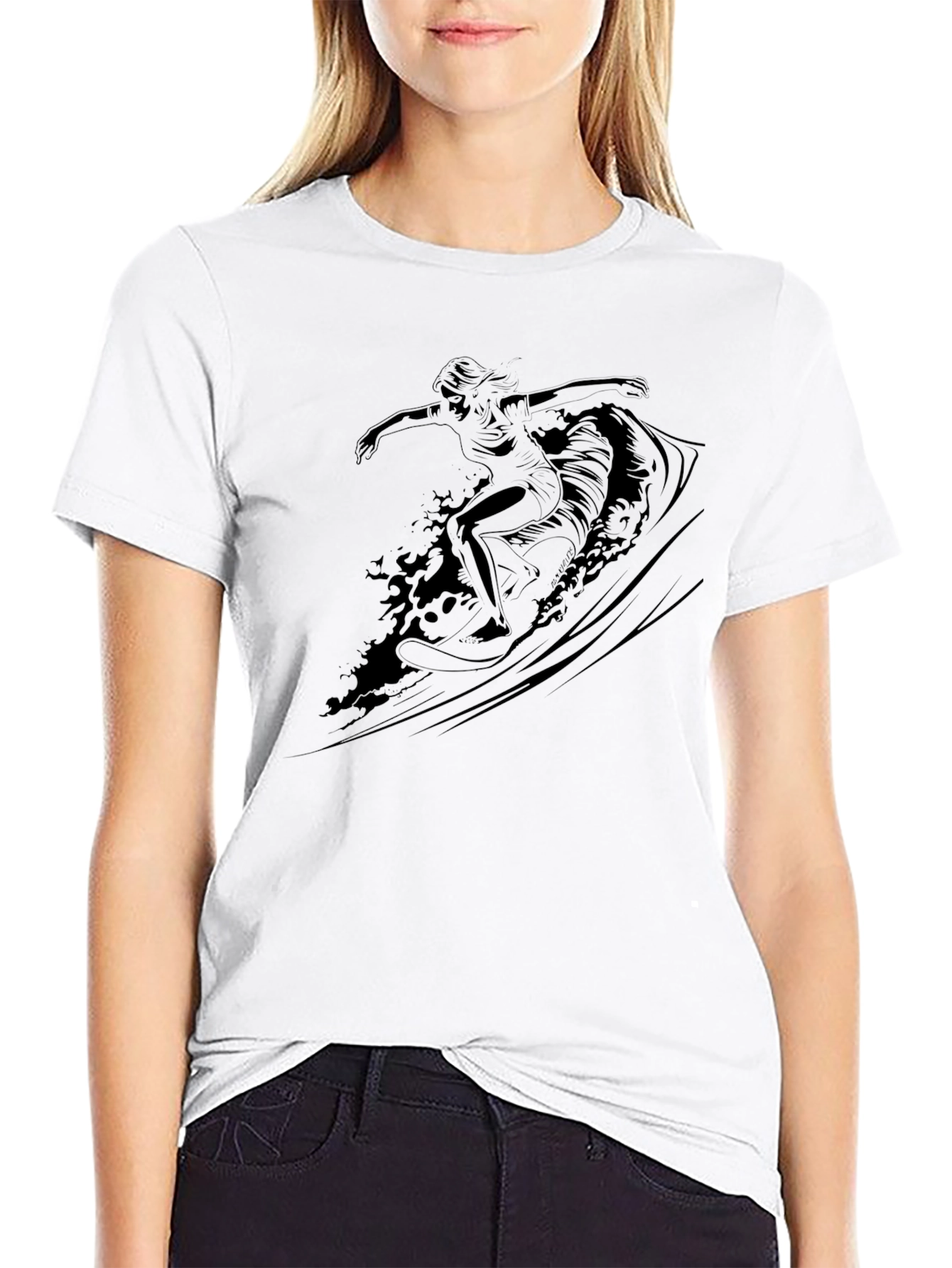 Surfer Graphic Tee - Black Cotton Blend